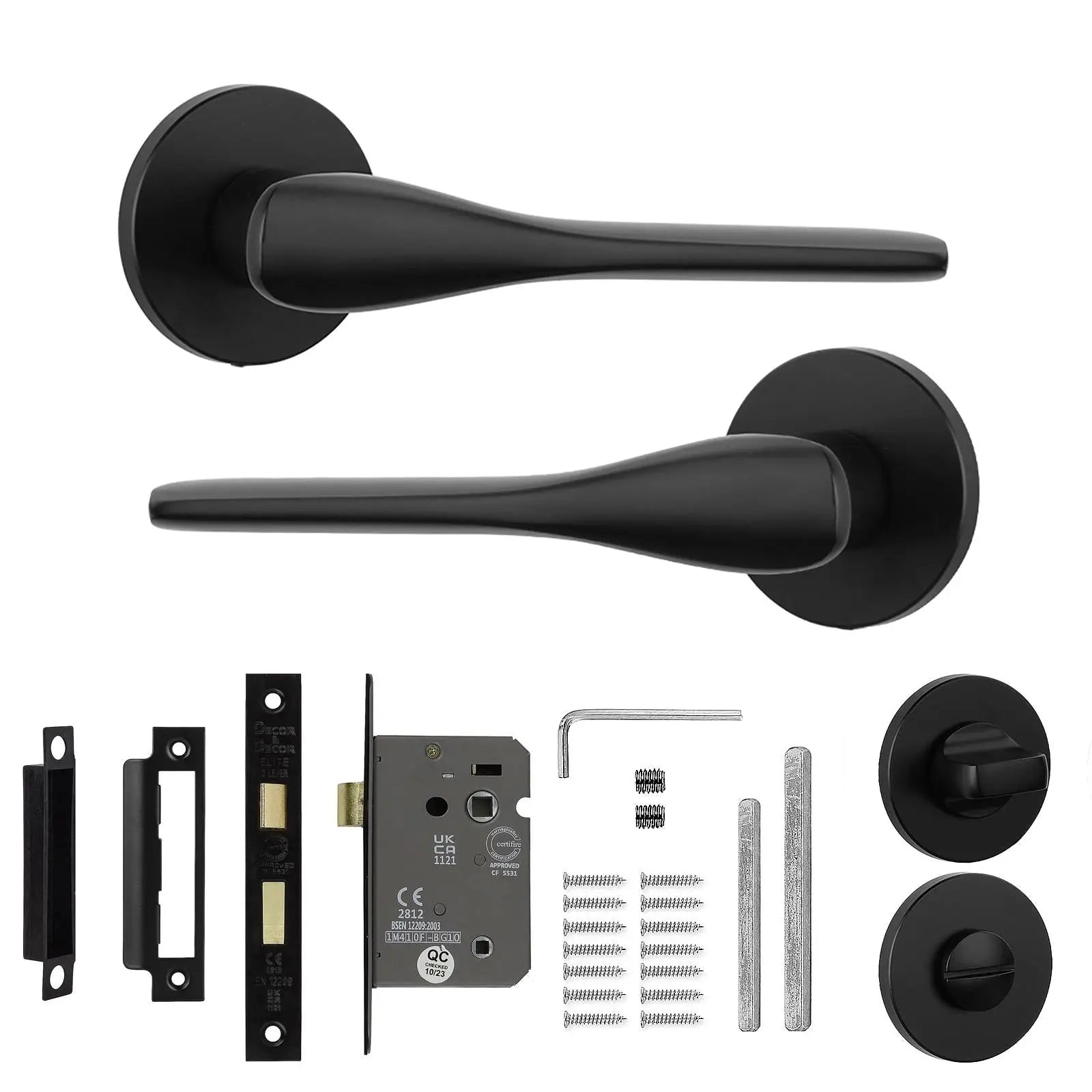 Verita Matt Black Bathroom Door Handles - Kit - Handle Set – Buy Online