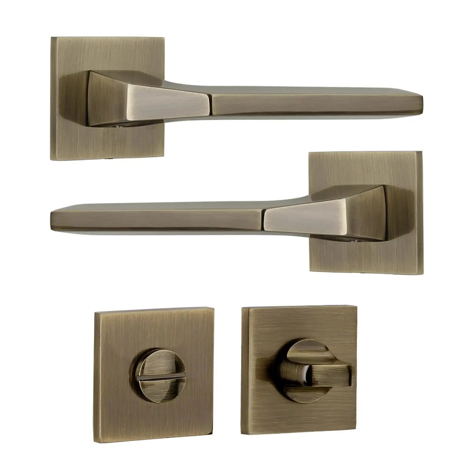 Penta Antique Brass Bathroom Door Handles - Bathroom Kit