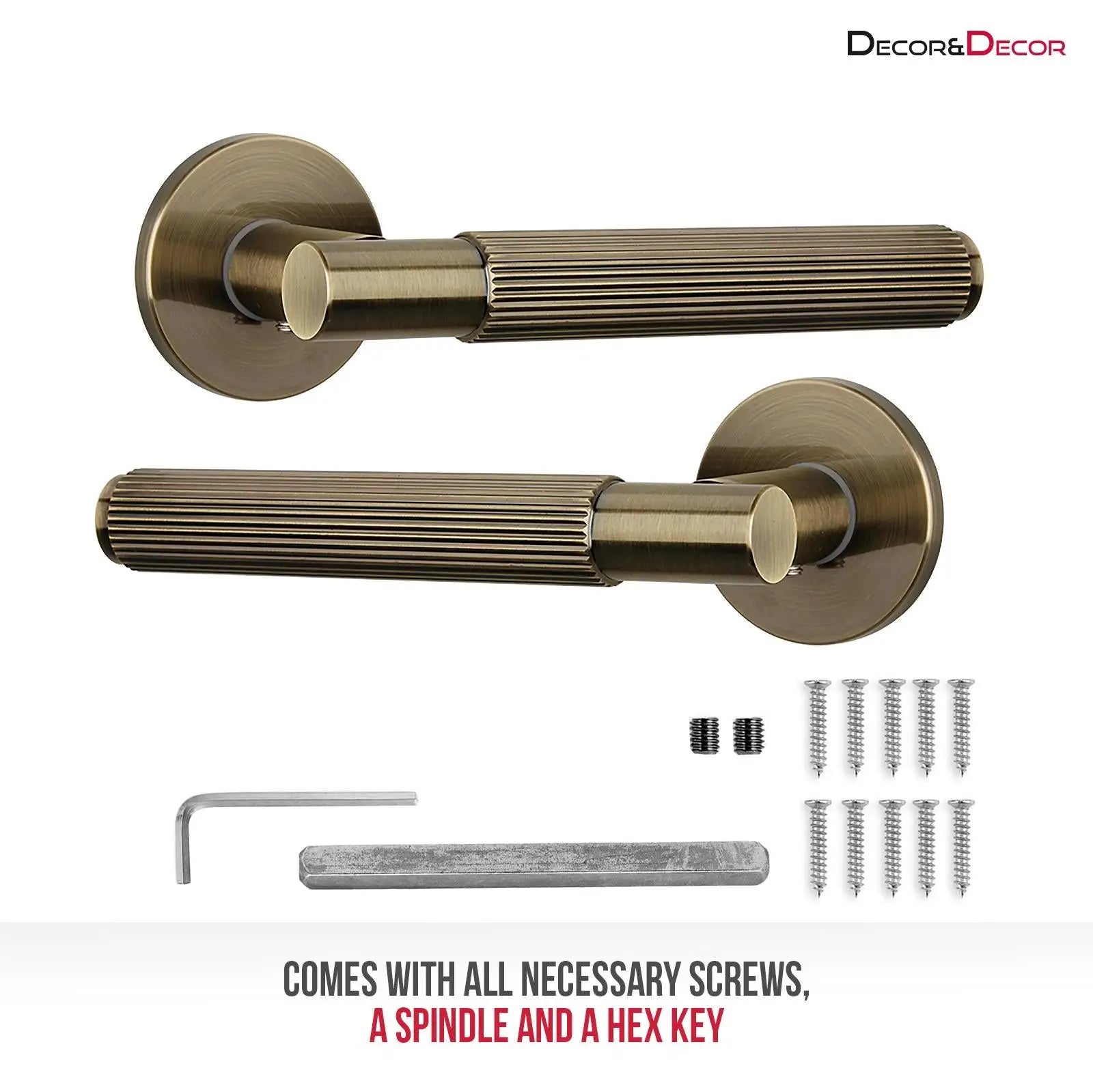 Hera Antique Brass Bathroom Door Handles - Bathroom Kit