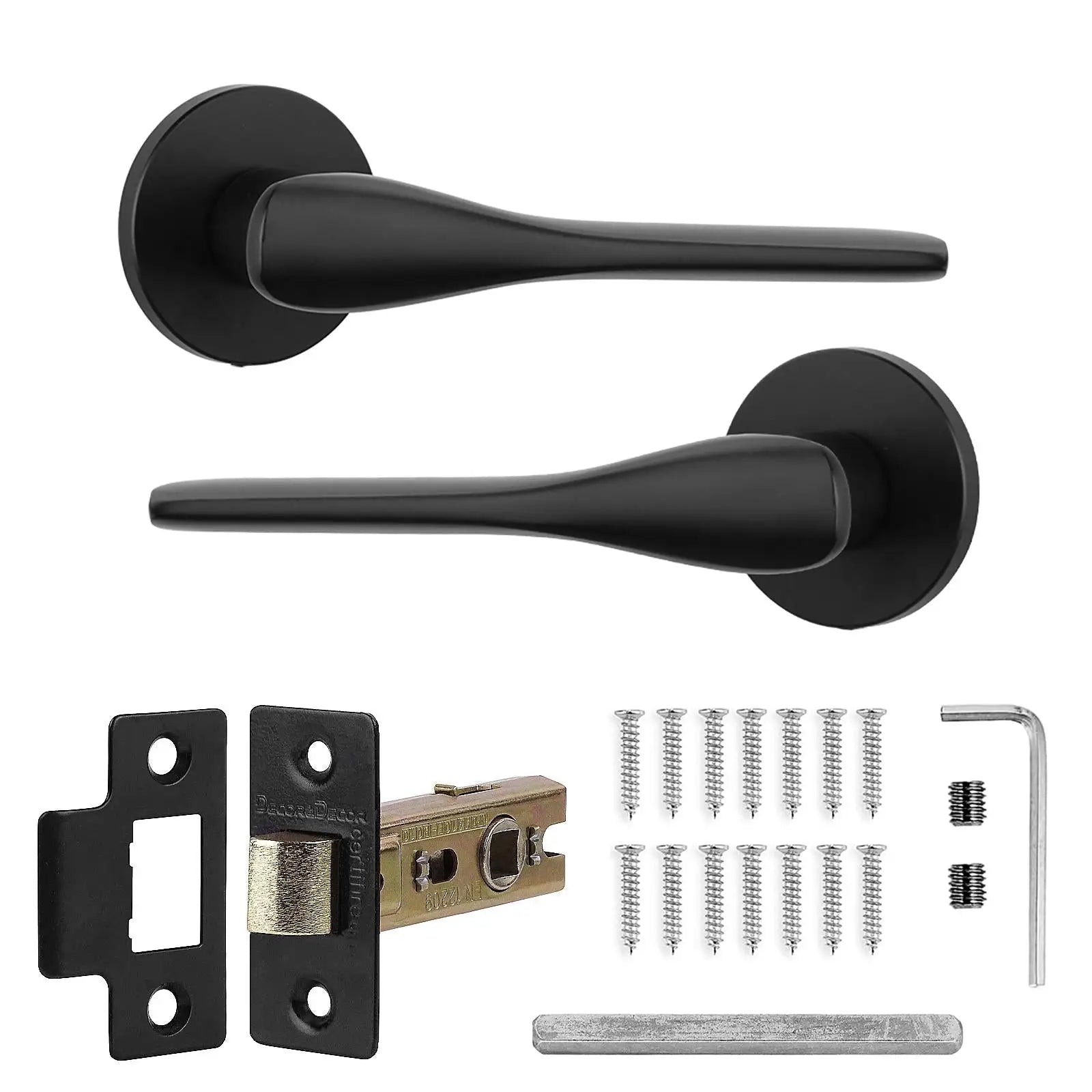 Verita Matt Black Passage Door Handles - Latch Kit Set - –