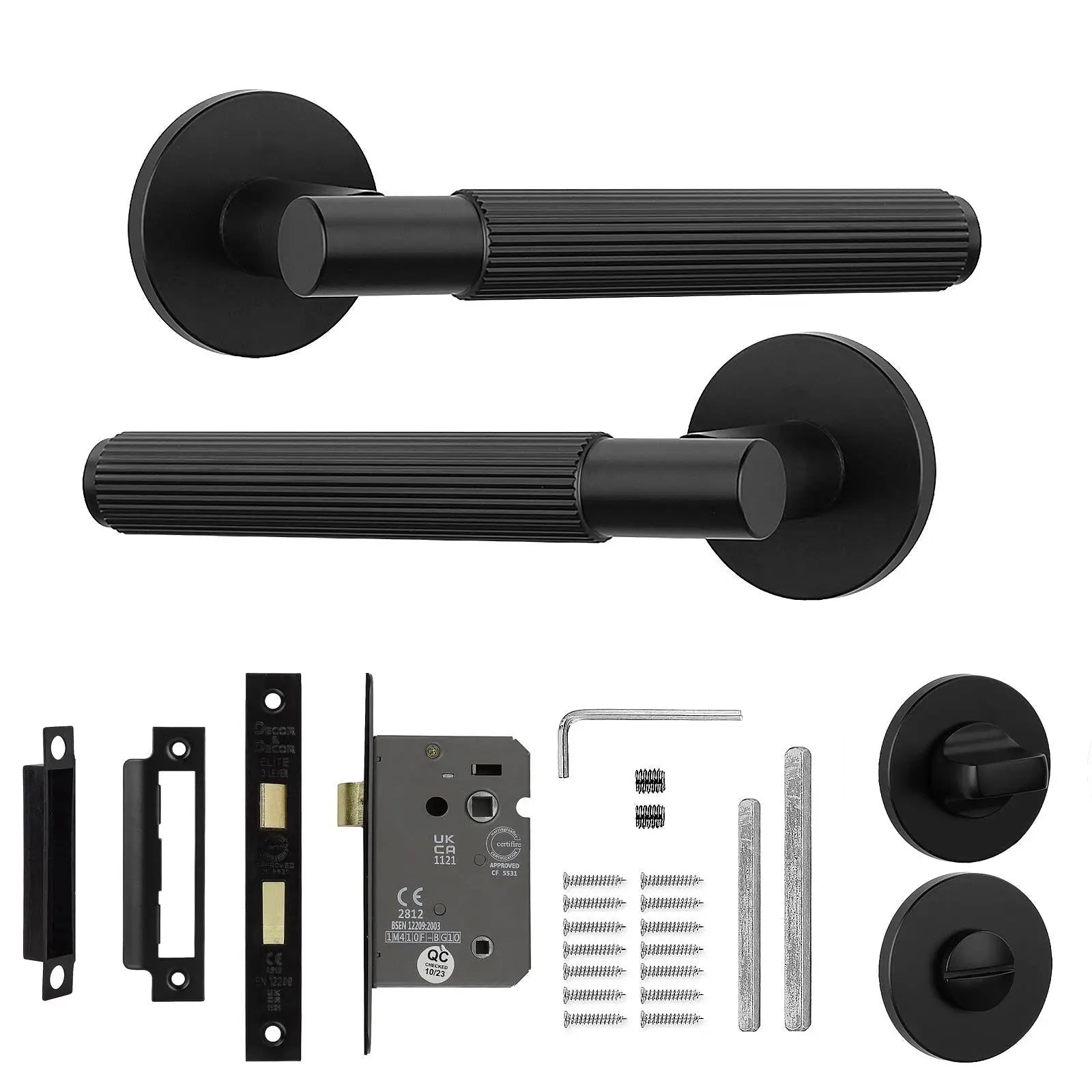 Hera Matt Black Bathroom Door Handles - Bathroom Kit