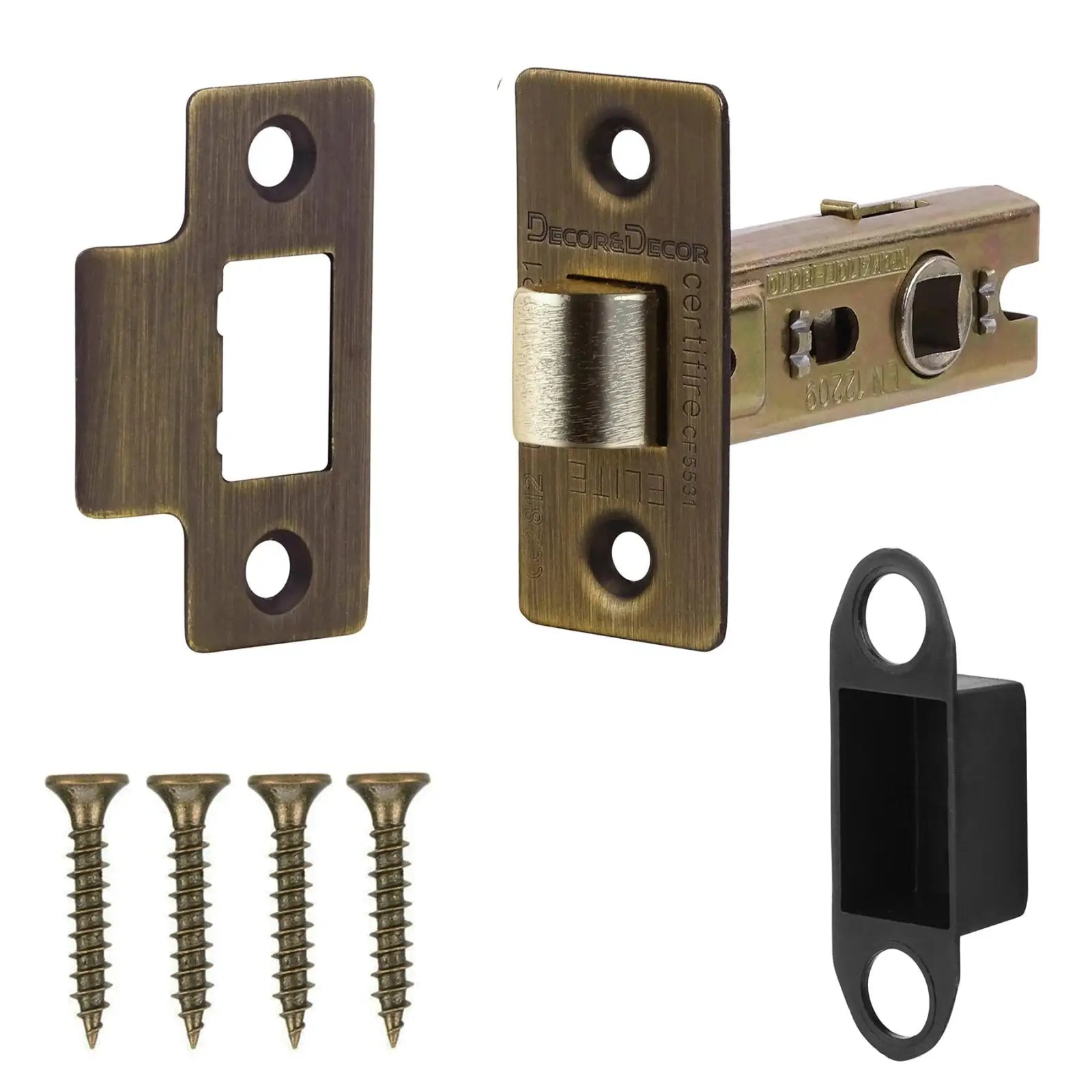 Hera Antique Brass Passage Door Handles - Latch Kit Set