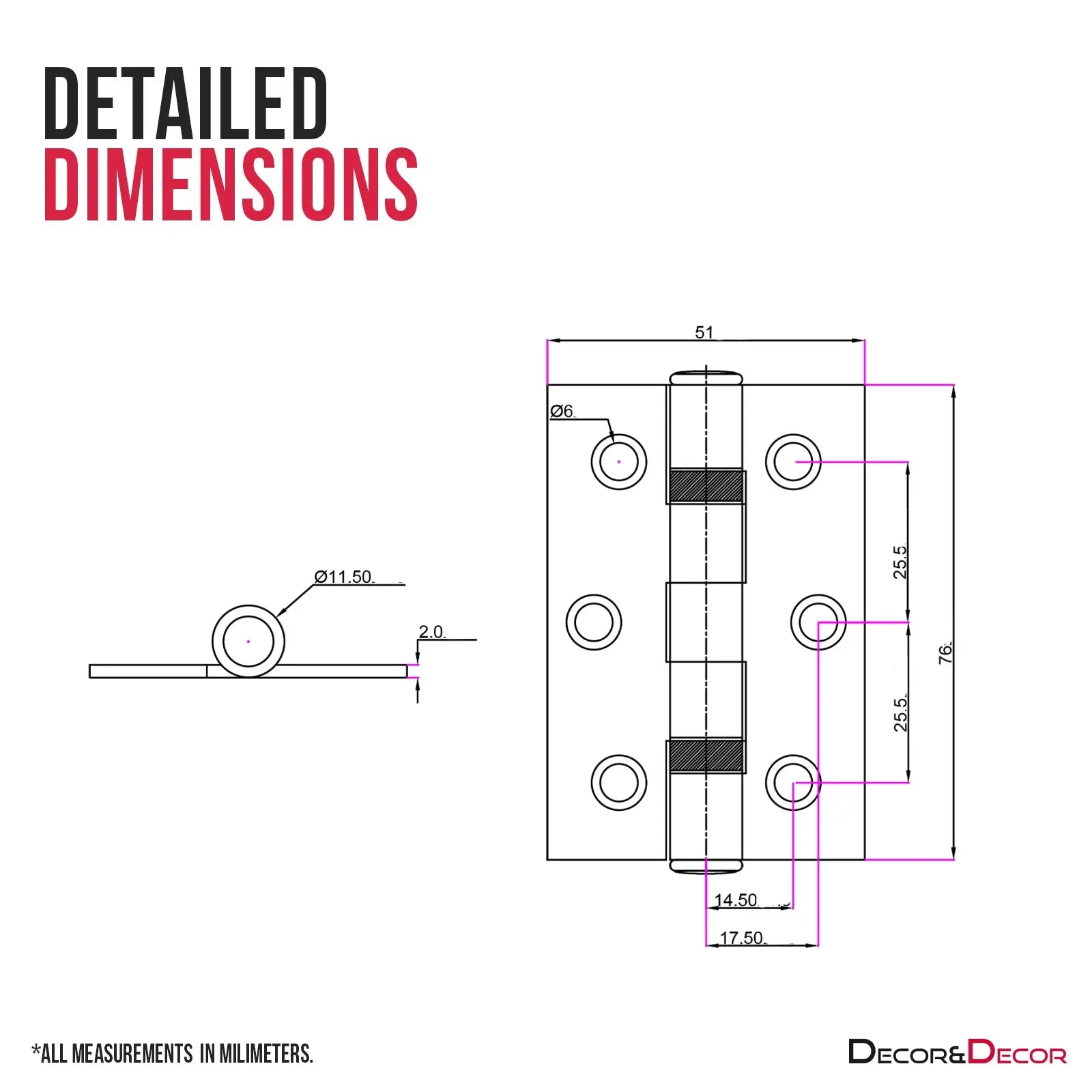 Ball Bearing Fire Rated Door Hinges - 76mm - Pair - Satin Nickel - in - Smooth & Silent