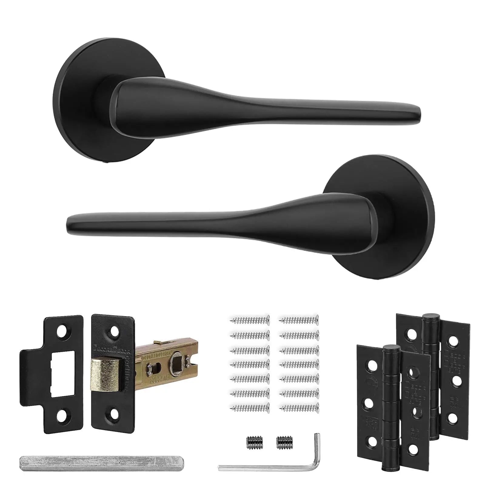 Verita Matt Black Passage Door Handles - Latch and Hinge Set - & Handle –