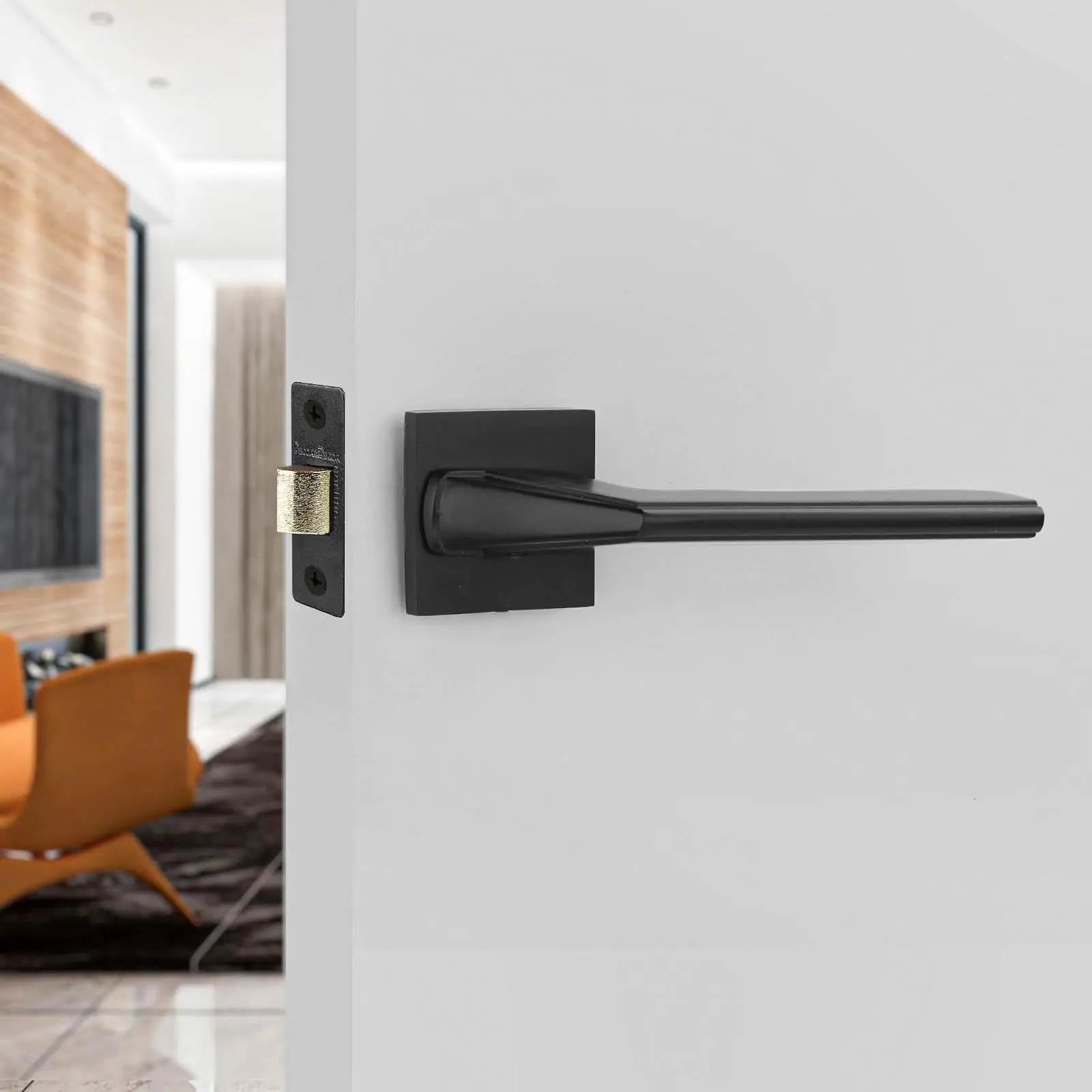 Pera Matt Black Passage Door Handles - Latch and Hinge Set