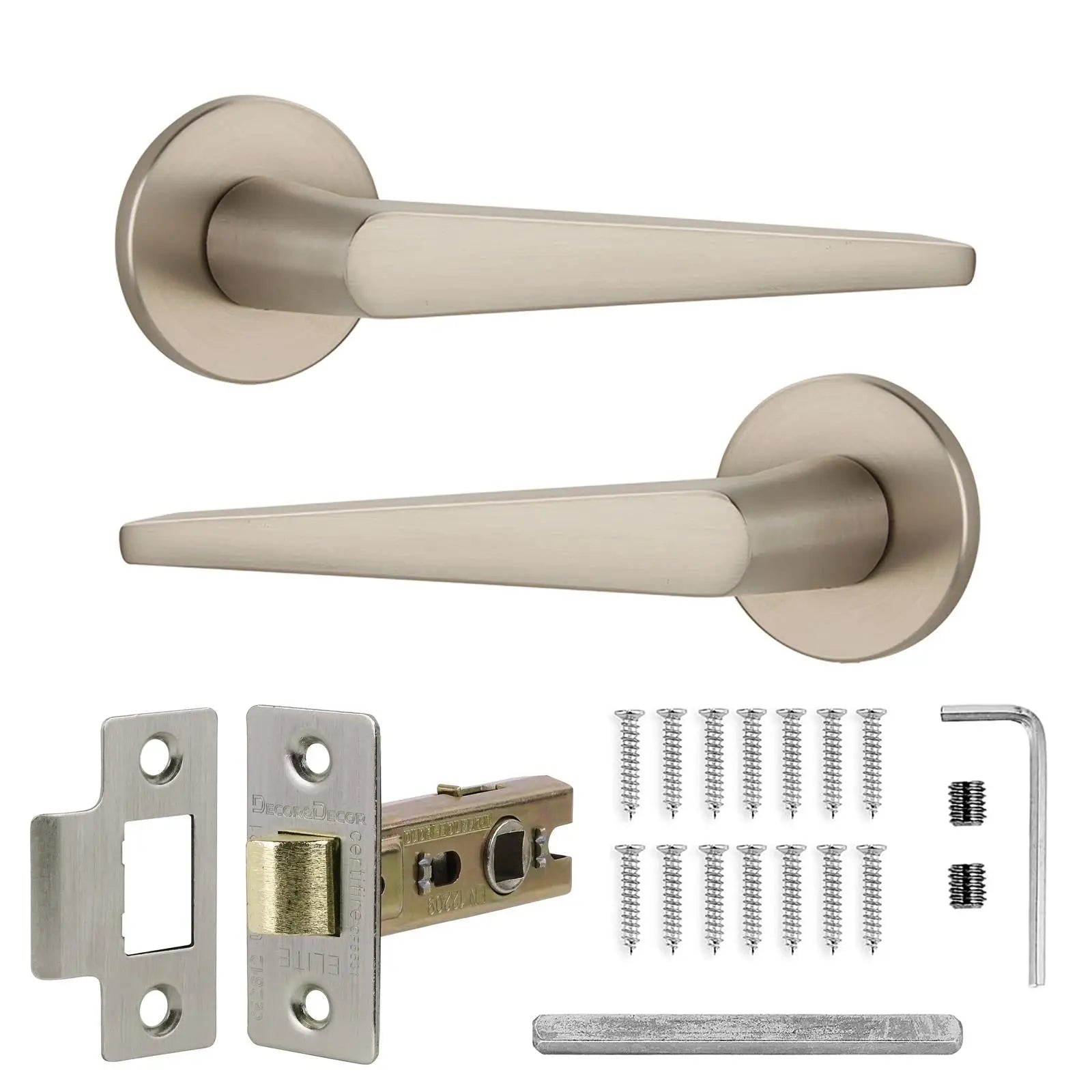 Terra Satin Nickel Passage Door Handles - Latch Kit Set - –