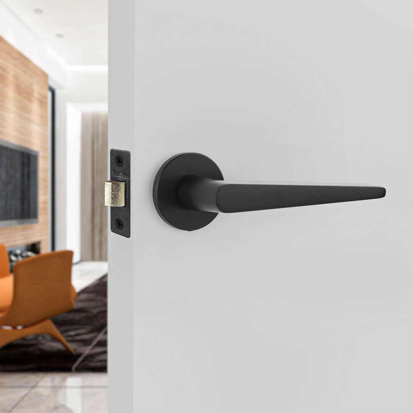 Terra Matt Black Passage Door Handles - Latch and Hinge Set