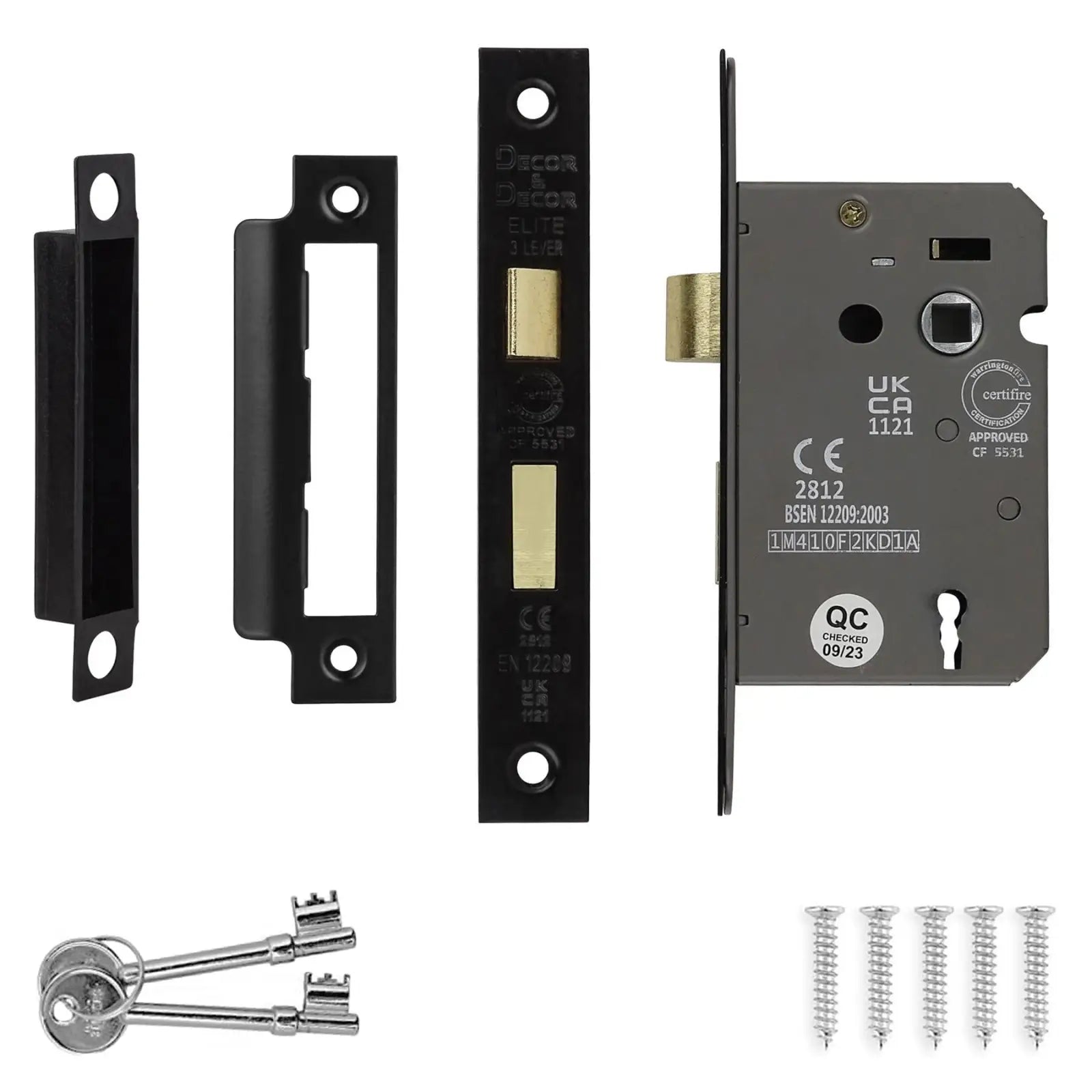 Hera Matt Black Privacy Door Handles - Sash Lock Kit Set