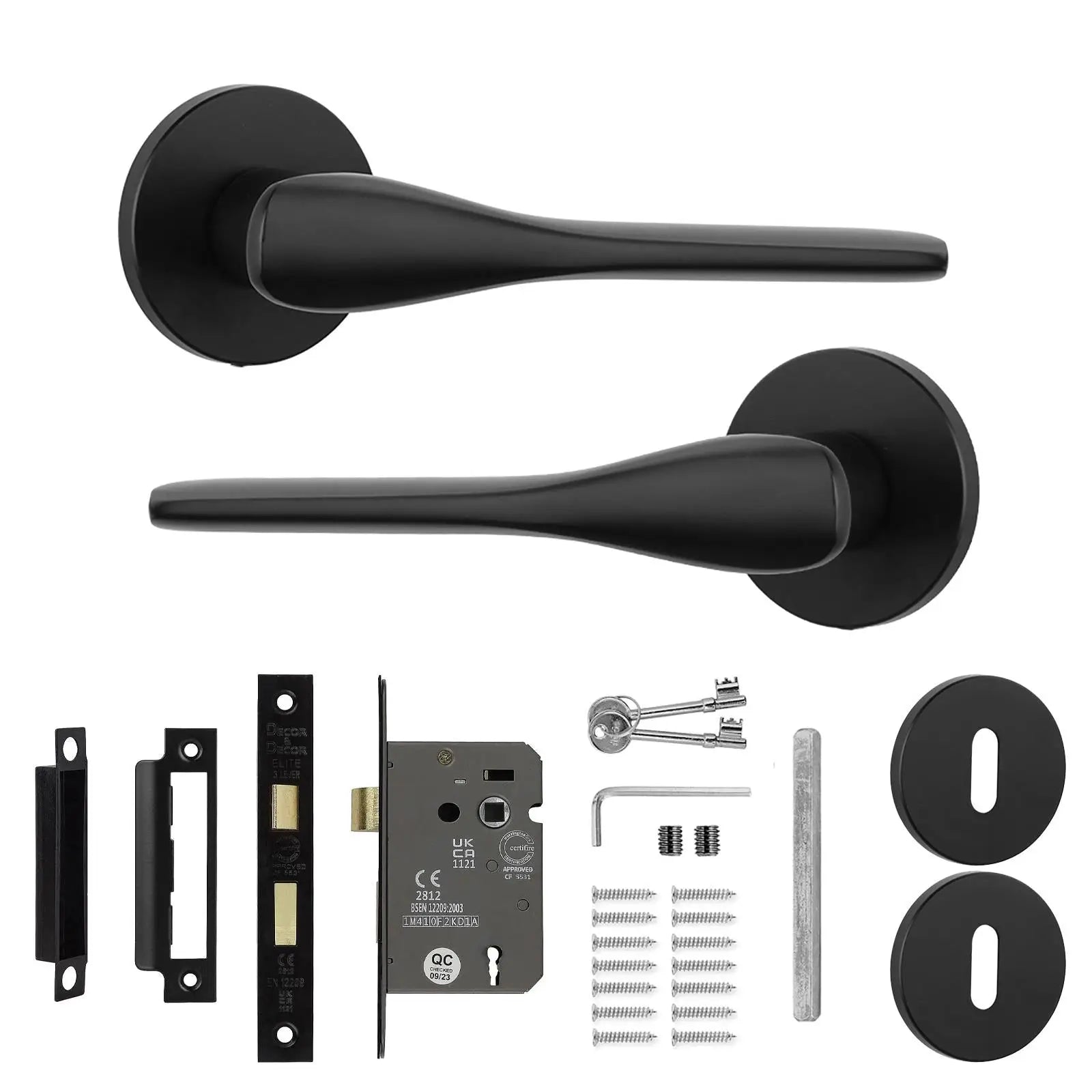 Verita Matt Black Privacy Door Handles - Sash Lock Kit Set - –