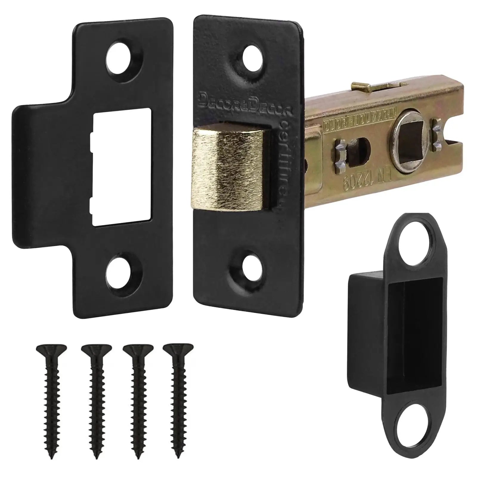 Hera Matt Black Passage Door Handles - Latch and Hinge Set