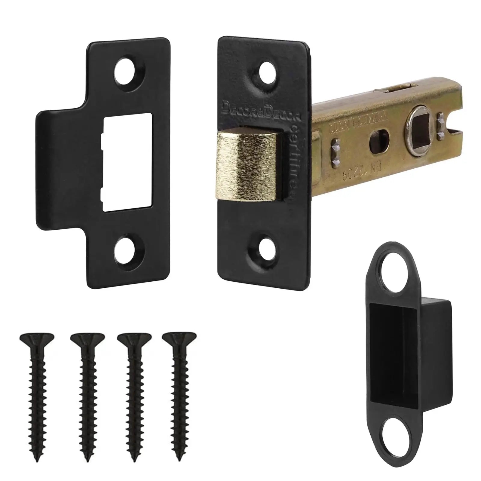 Pera Matt Black Passage Door Handles - Latch and Hinge Set