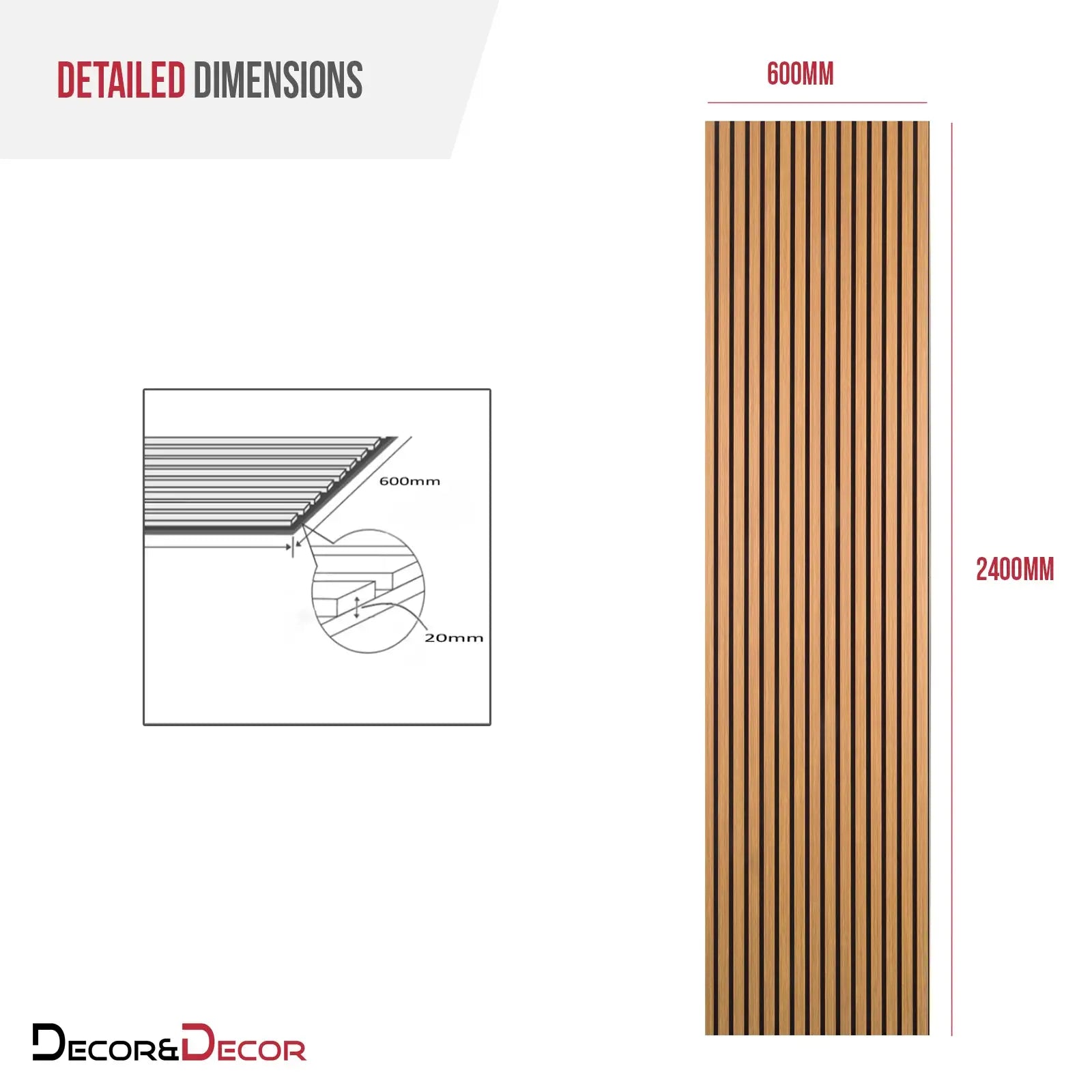 Acoustic Slat Wood Wall Panel - Oak - 2400 - 2 Pack - Acoustic Panels