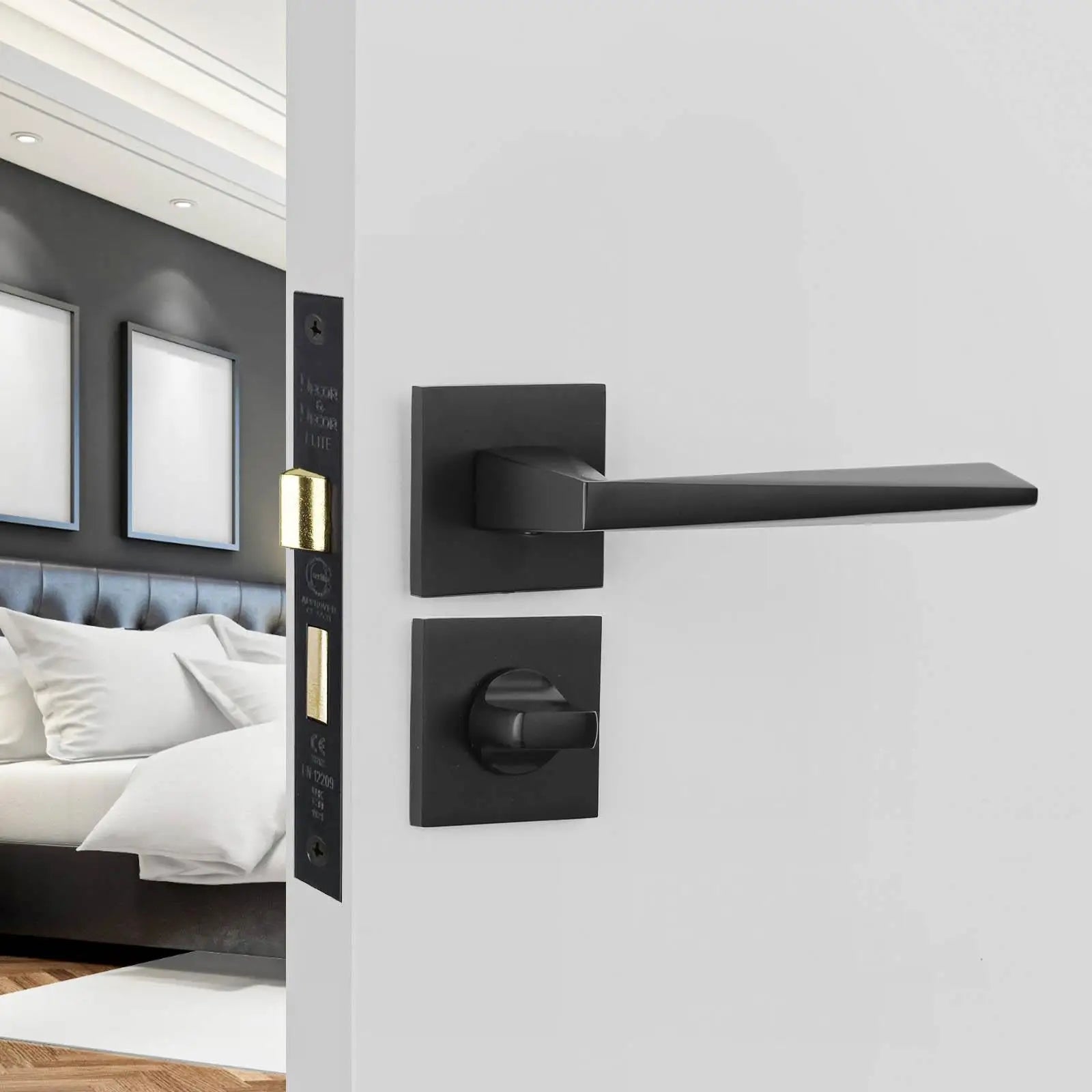 Leda Matt Black Bathroom Door Handles - Bathroom Kit