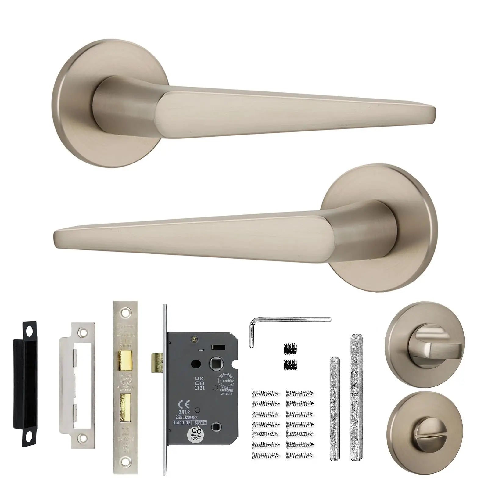 Terra Satin Nickel Bathroom Door Handles - Kit - Handle Set – Buy Online