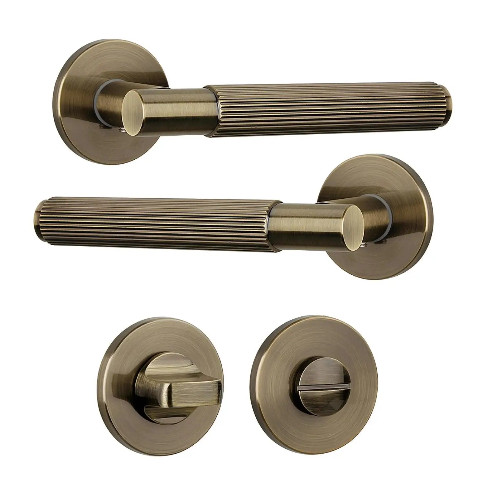 Hera Antique Brass Bathroom Door Handles - Bathroom Kit