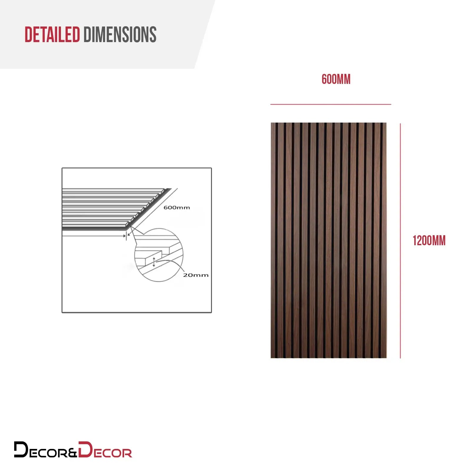 Wood slat wall panel dimensions for Acoustic Slat Wood Wall Panel Smoked Oak 1200 2 Pack