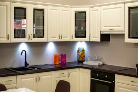 kitchen cabinets with steel handles