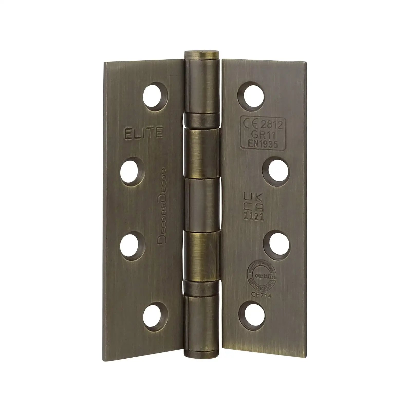 Ball Bearing Fire Rated Door Hinges - 102mm - Pair - Antique Brass