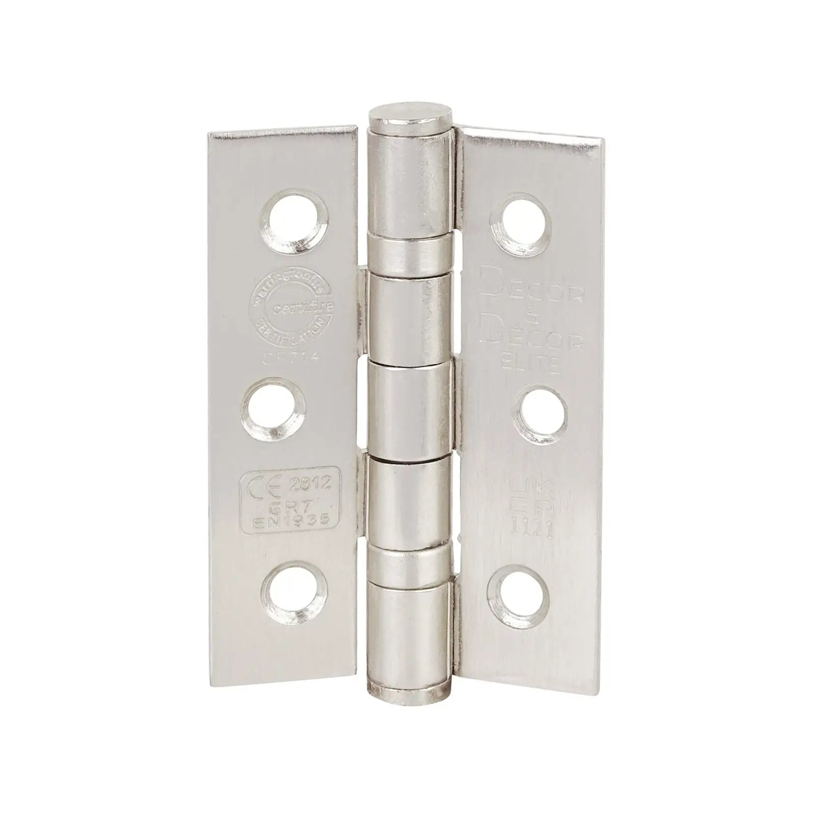 Ball Bearing Fire Rated Door Hinges - 76mm - Pair - Satin Nickel - in - Smooth & Silent