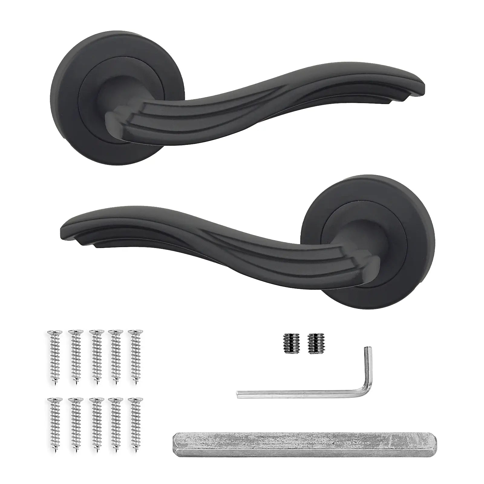 Solace Matt Black Privacy Door Lever Handles - Sash Lock Kit Set - Decor And Decor