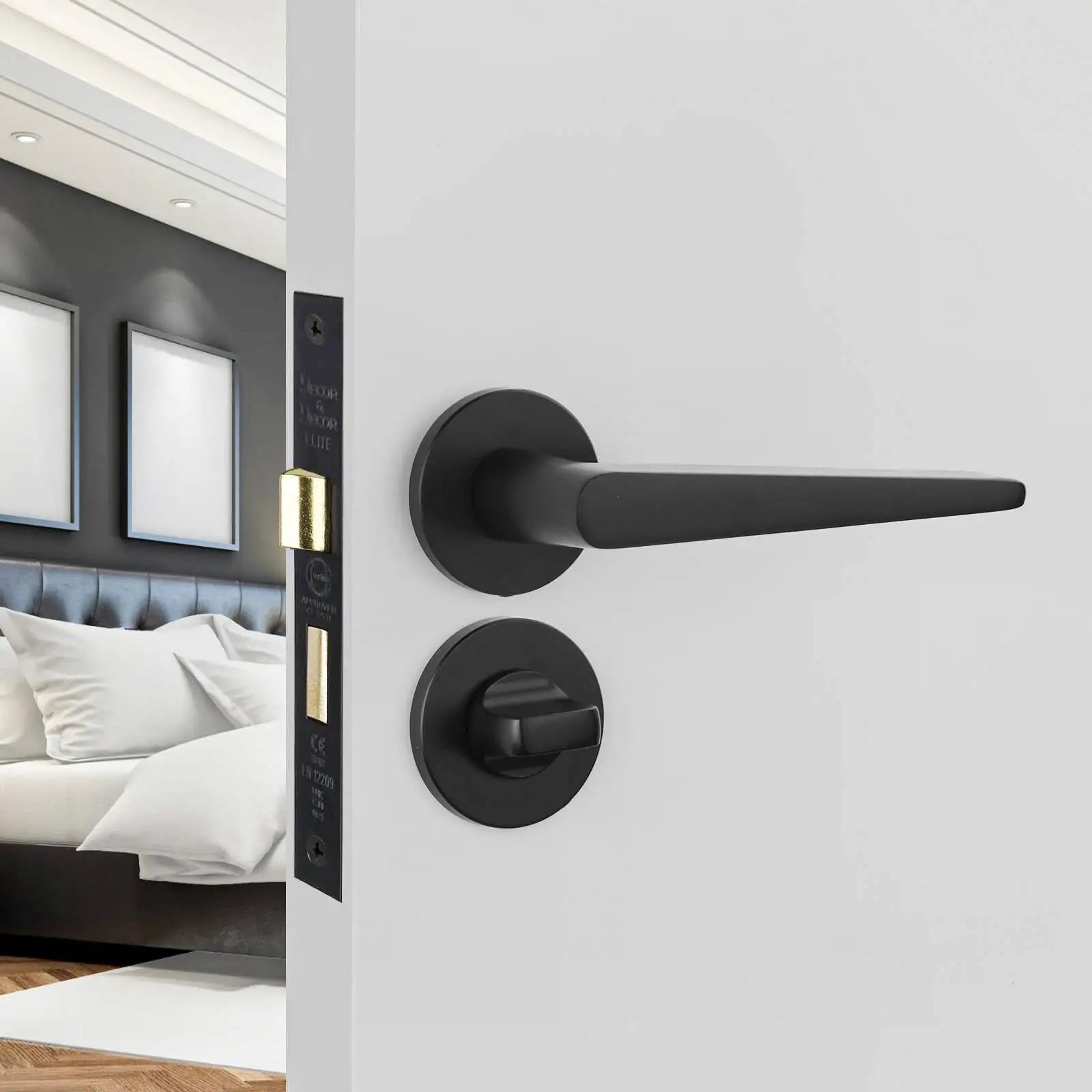 Terra Matt Black Bathroom Door Handles - Bathroom Kit