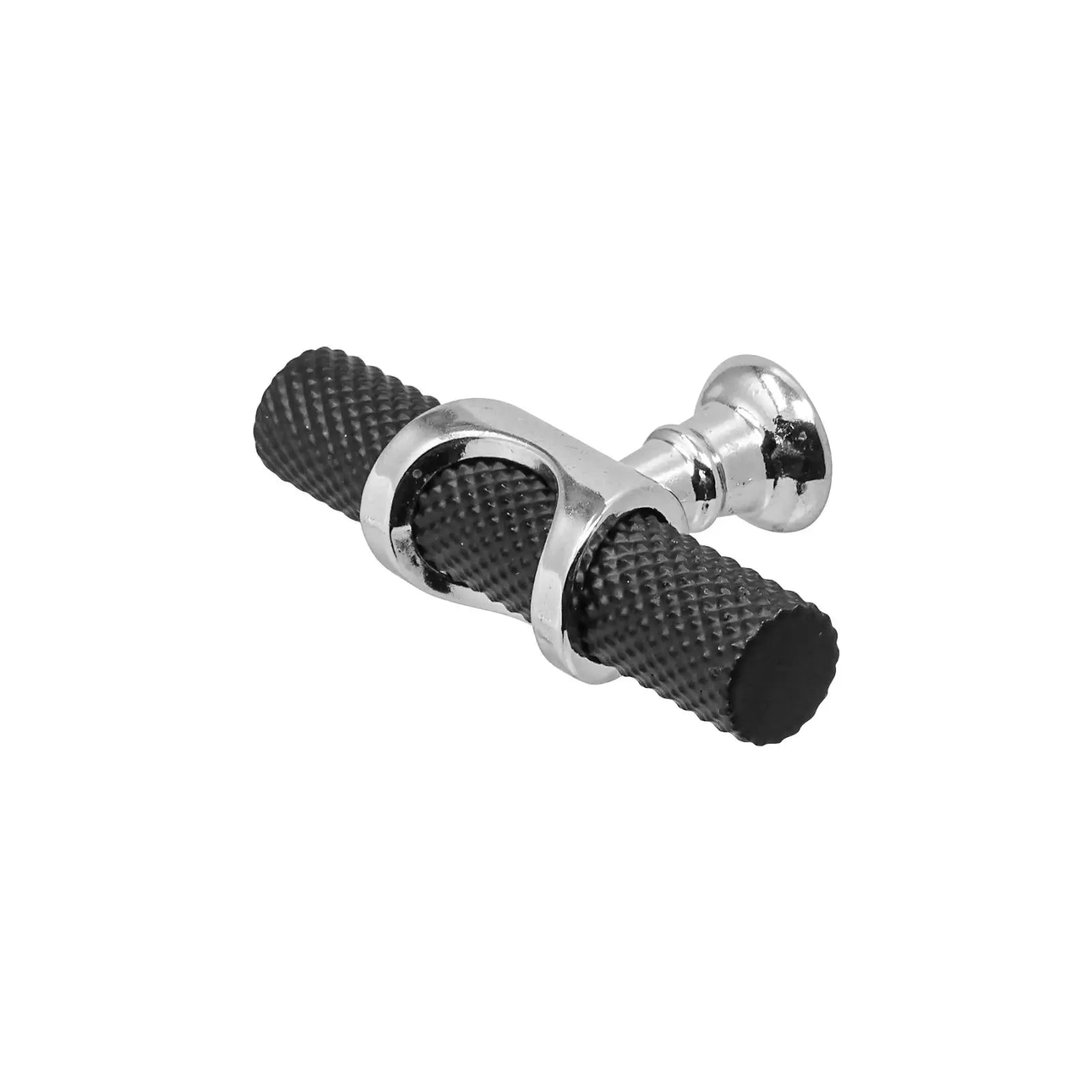 Amelia - Knurled T-Bar Kitchen Cabinet Knob - Matt Black - Polished Ch