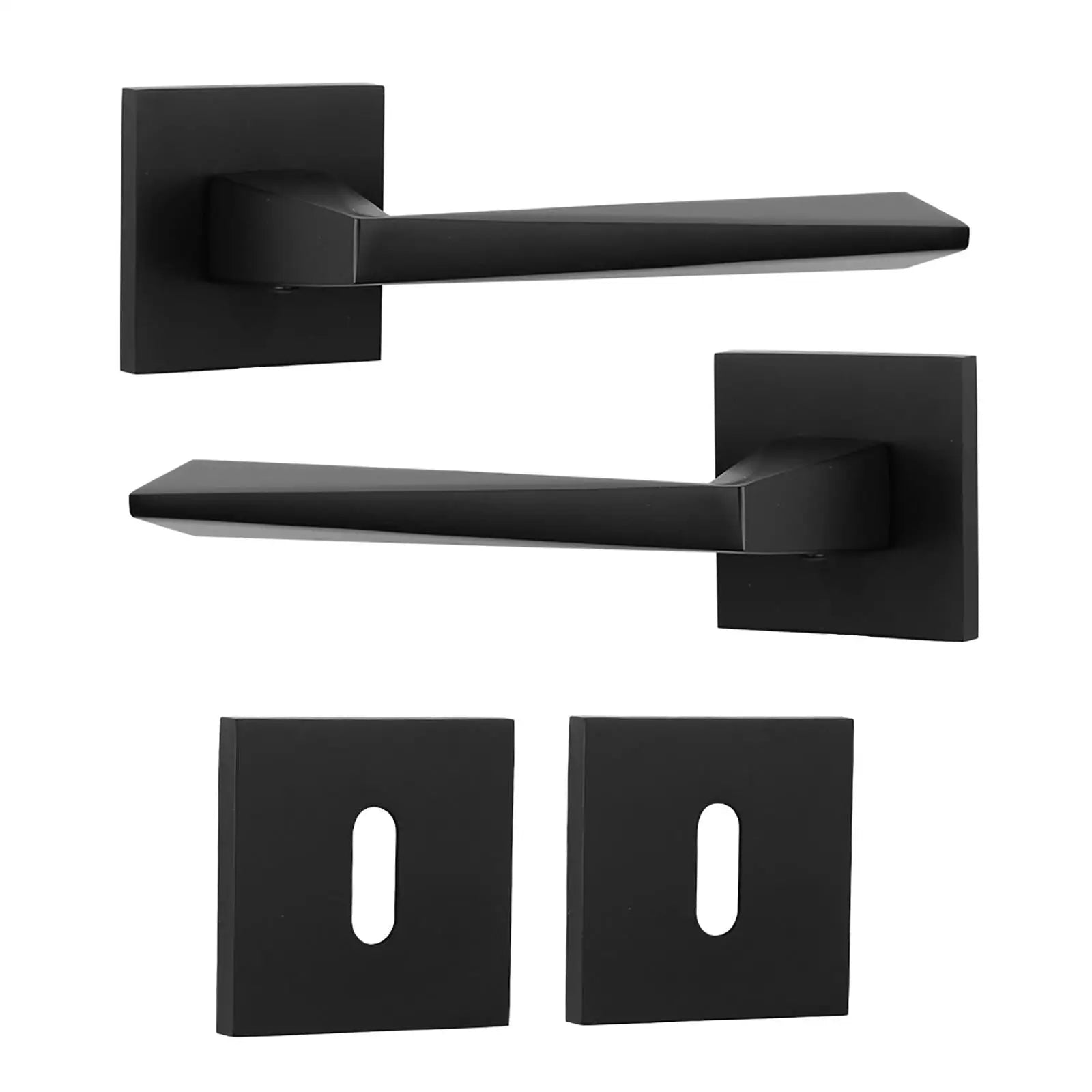 Leda Matt Black Privacy Door Handles - Sash Lock Kit Set