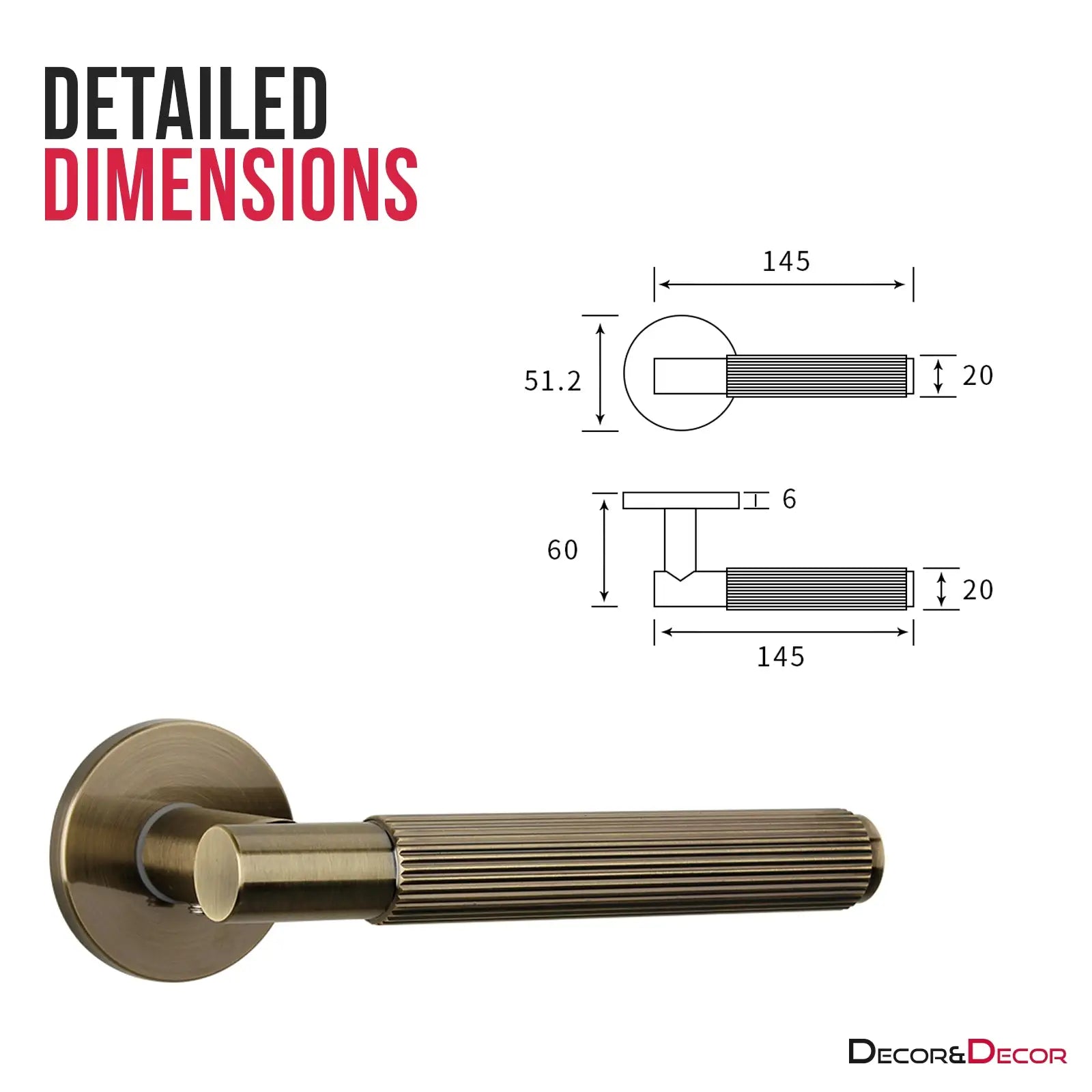 Hera Internal Door Handles - Antique Brass