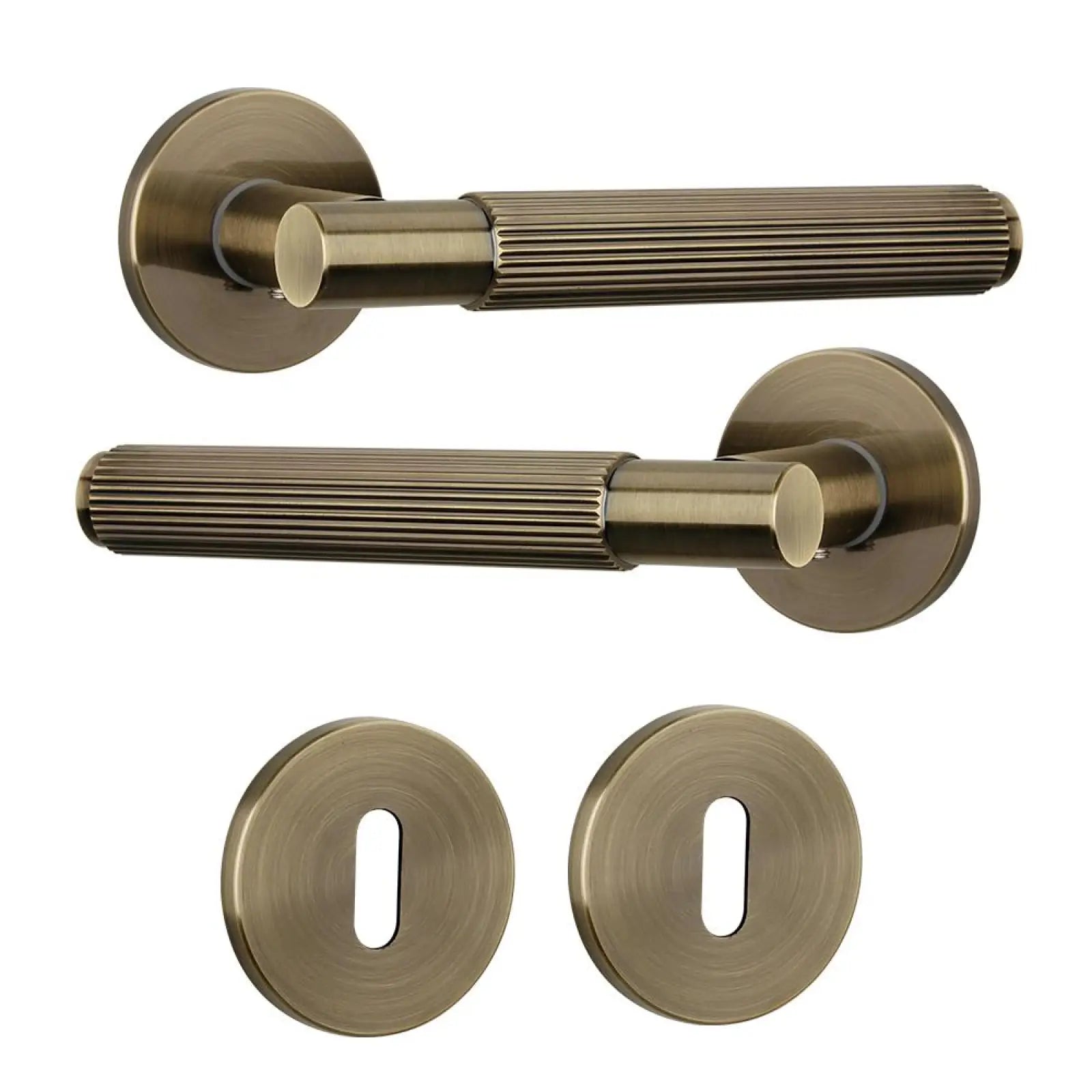 Hera Antique Brass Privacy Door Handles - Sash Lock Kit Set