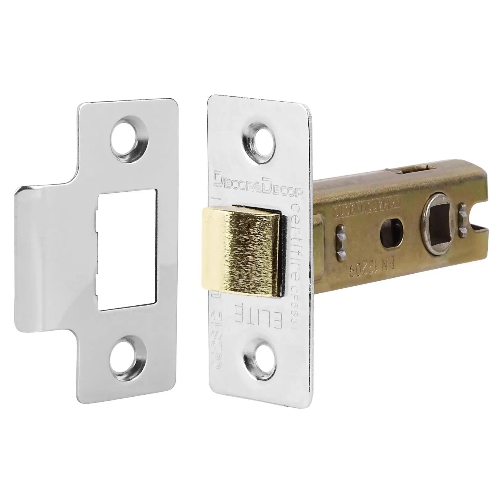 Fire Rated Tubular Mortice Latch - 64mm - Polished Chrome - 2 Pack